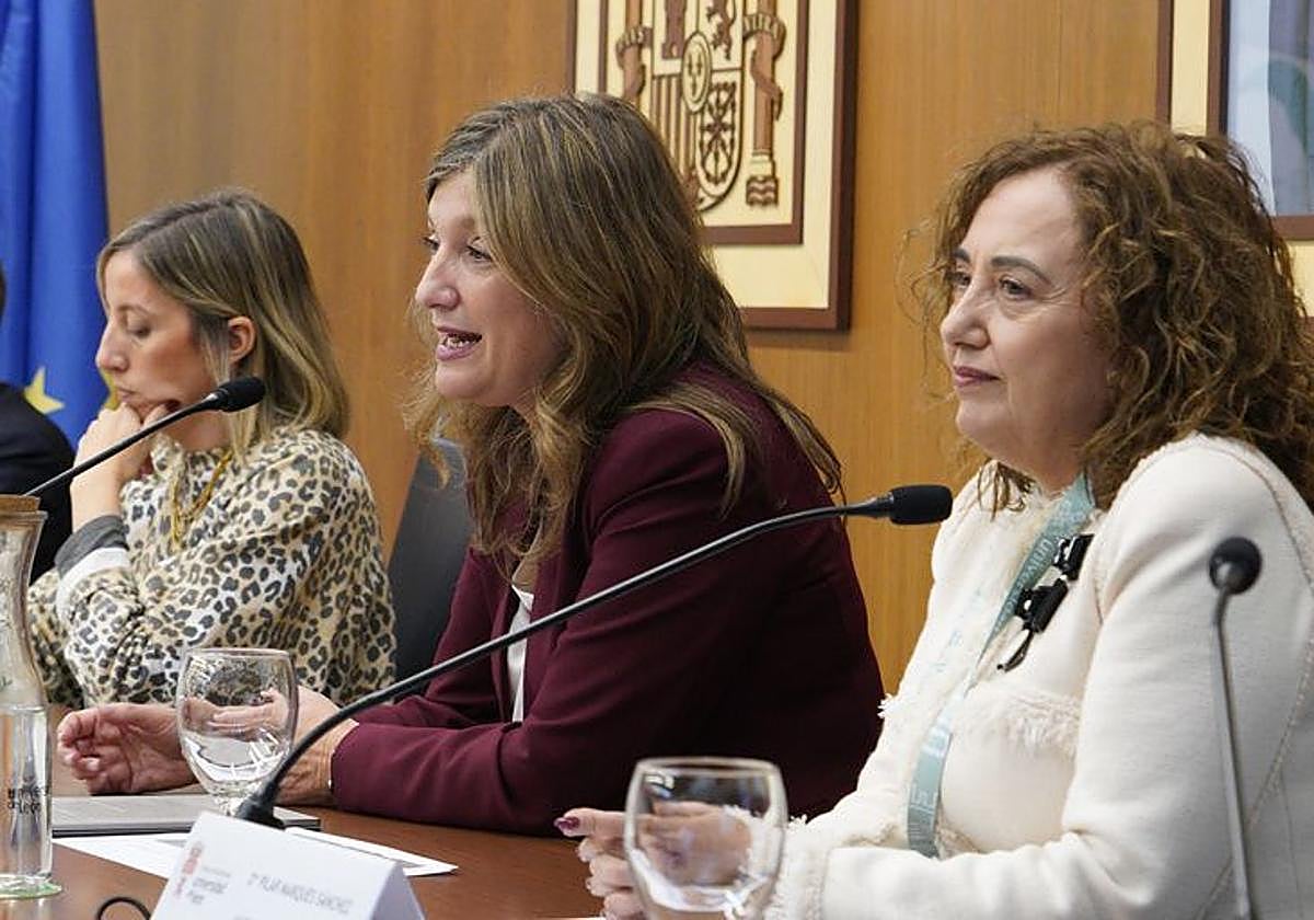 La directora de Universidades e Investigación de la Junta (I), junto a la rectora de la ULE (C) y la vicerrectora del Campus del Bierzo (D), en la inauguración de las jornadas.