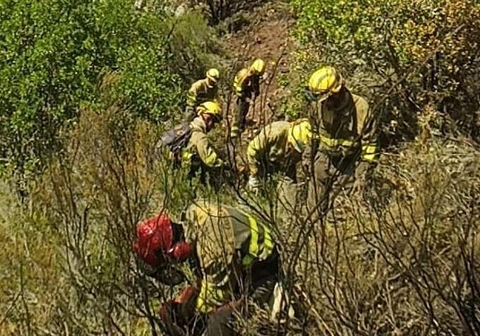 Los equipos de extinción trabajan en uno de los incendios que asolan los montes del Bierzo.