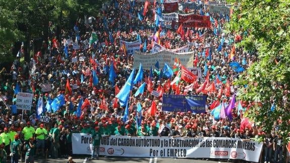Una de las grandes movilizaciones en defensa del carbón, que servía para cerrar la III Marcha Negra en Madrid.