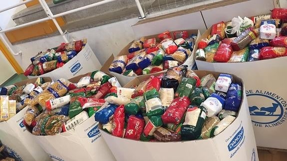 Los alimentos recogidos durante los '101 Kilómetros Peregrinos'.