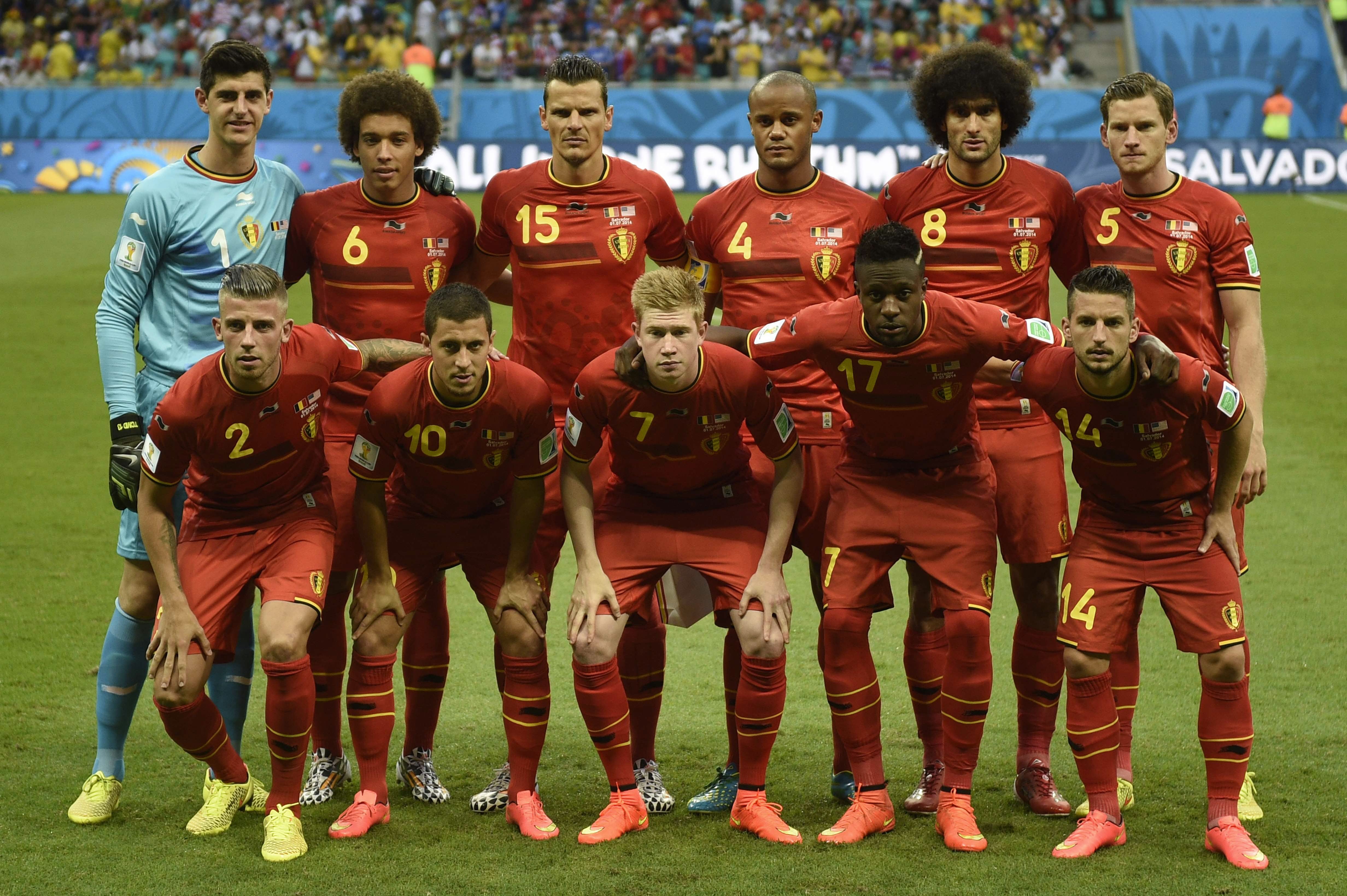 La selección belga, antes del partido.