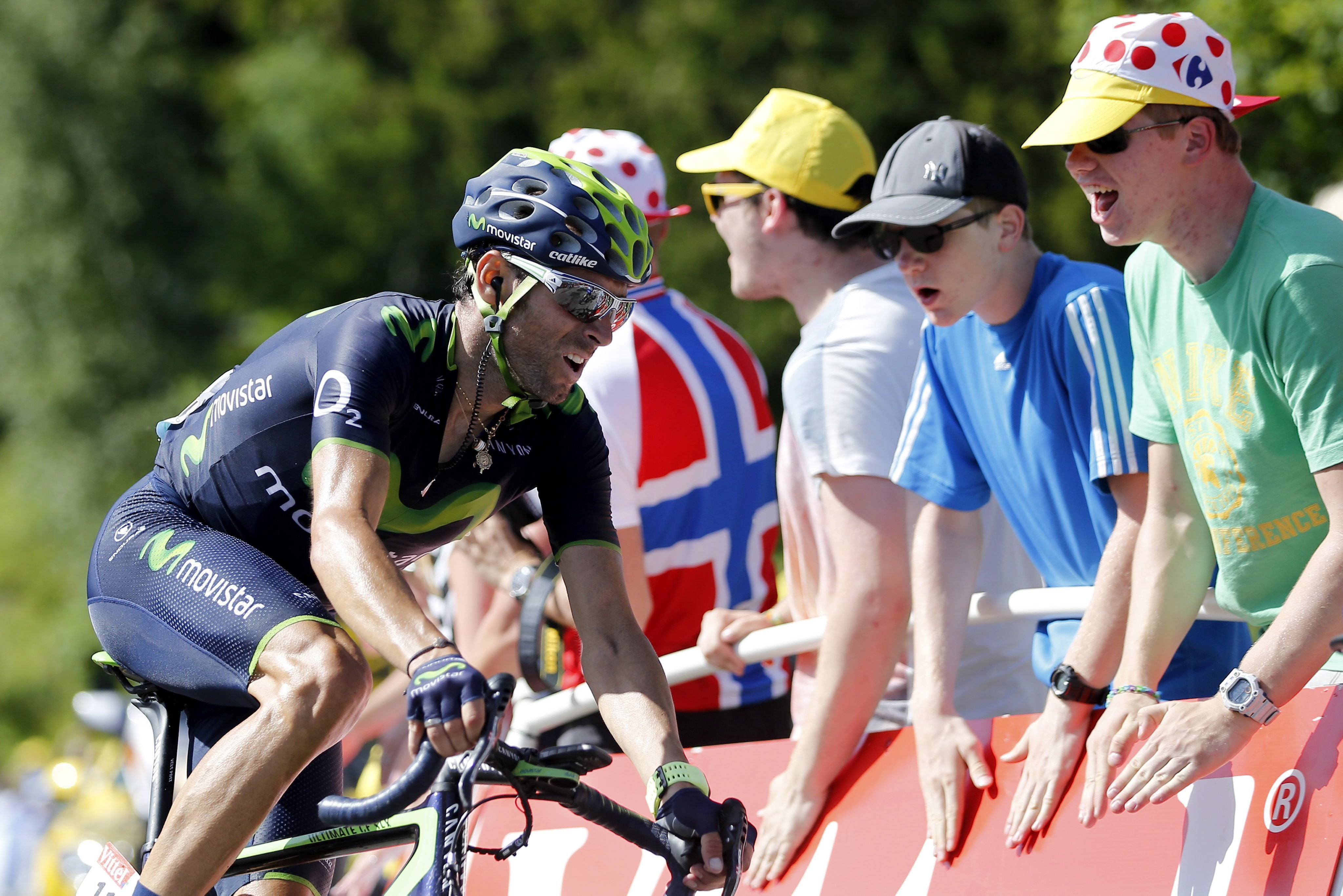 Valverde, en el tramo final de la etapa.