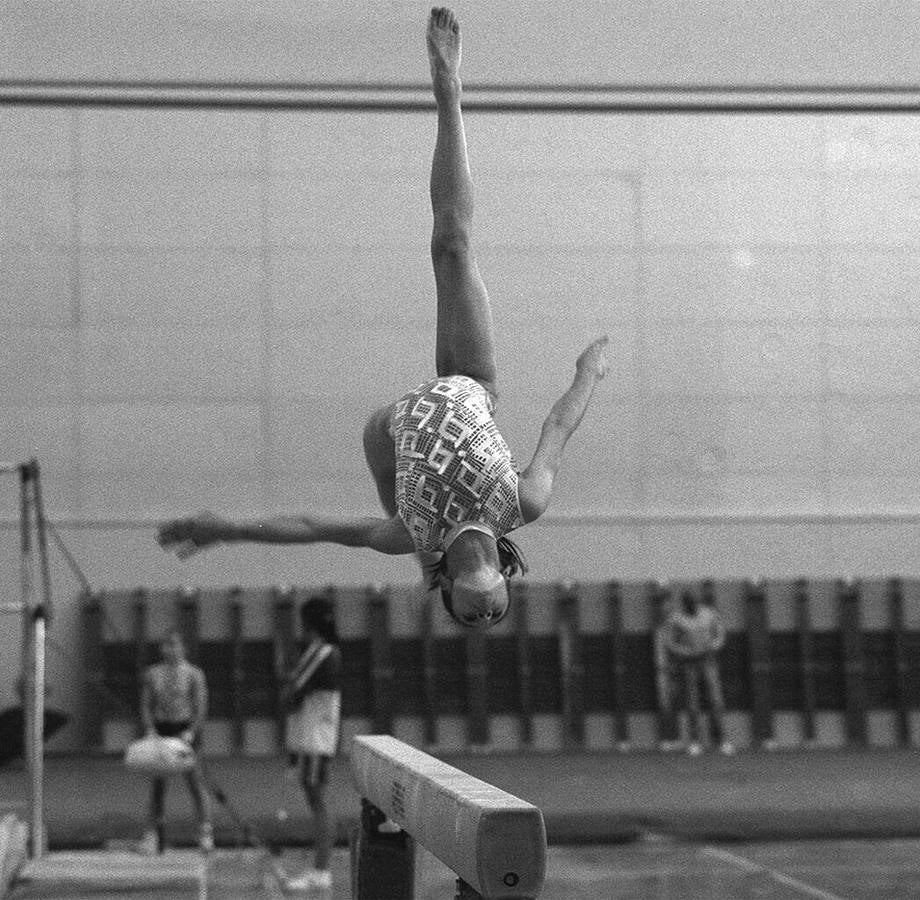 Sara Moro durante una exhibición gimnasia 07/09/2000