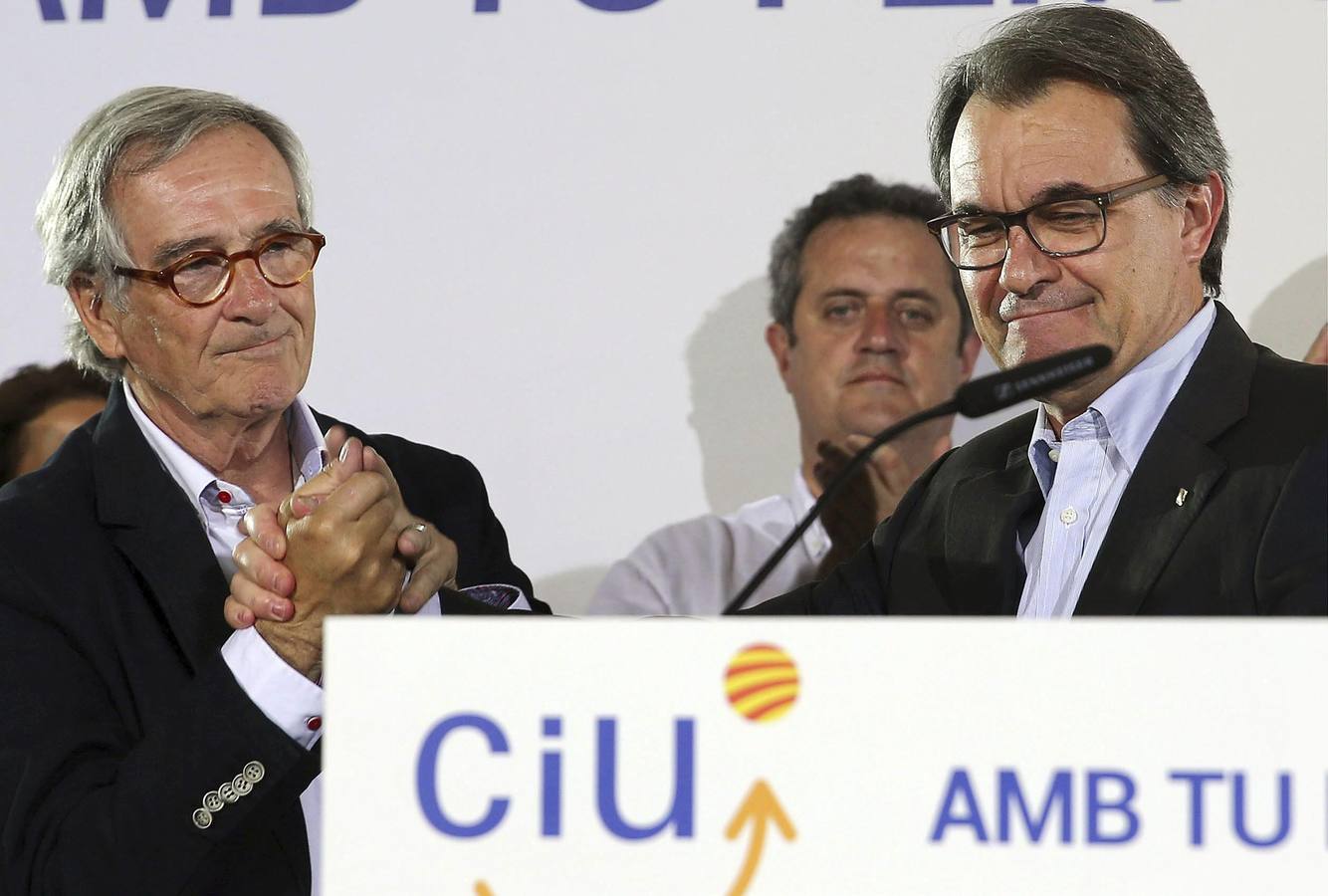 El alcalde de Barcelona y candidato a la reelección por CiU, Xavier Trias (i), y el presidente de la Generalitat, Artur Mas.