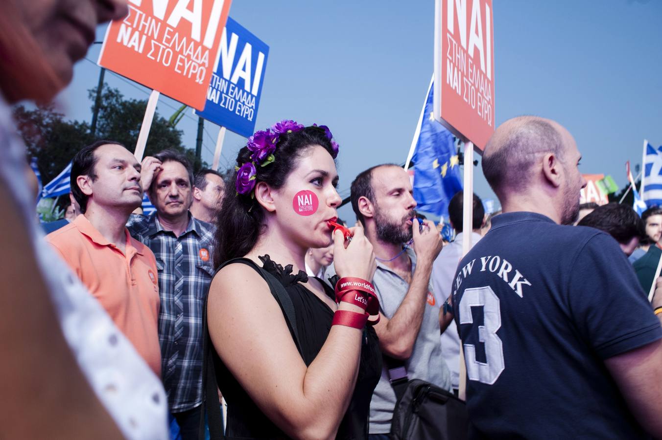 Manifestantes en Grecia.