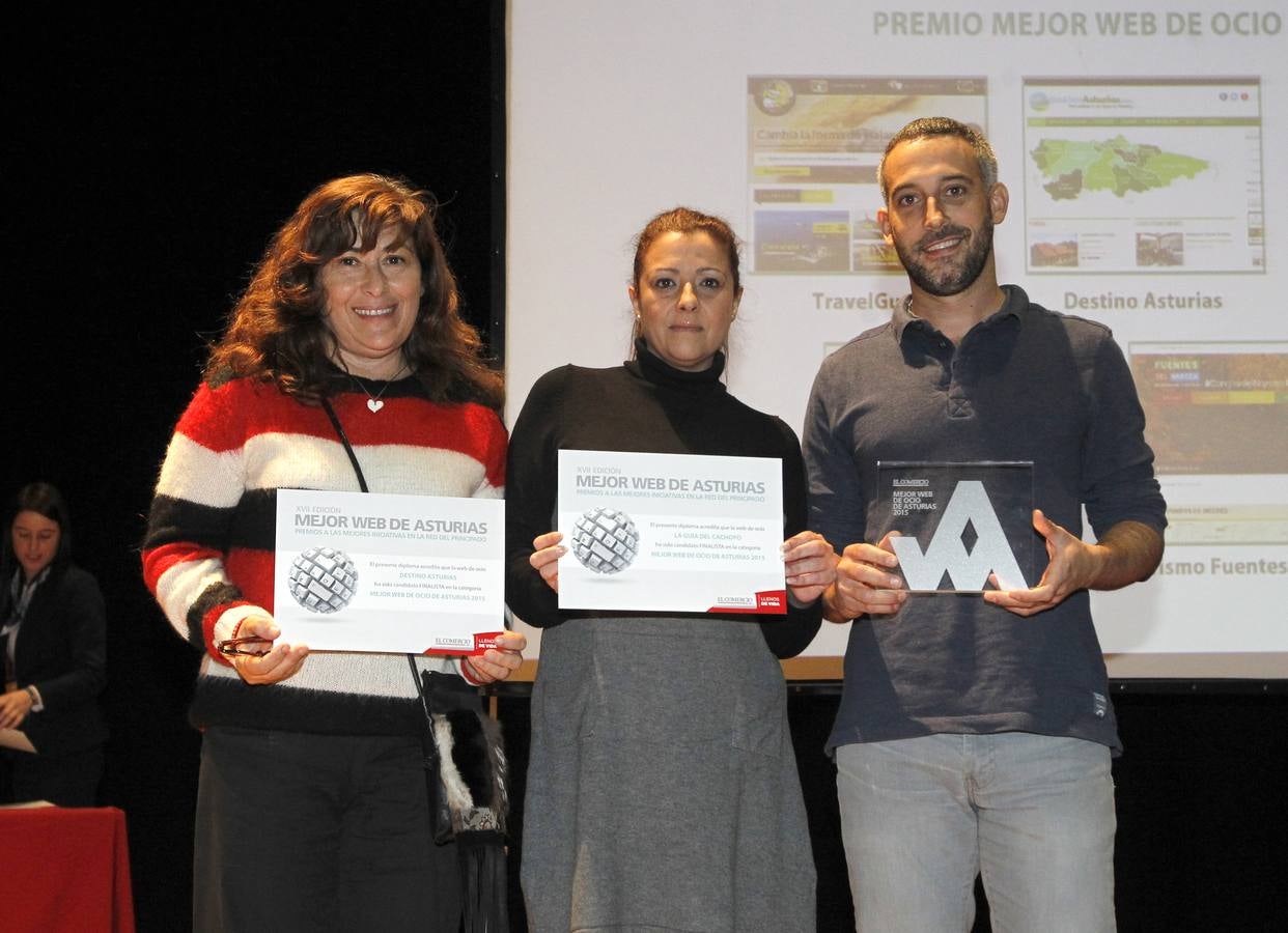 Finalistas y ganador Premio Mejor Web de Ocio de Asturias 2015: Destino Asturias, La Guía del Cachopo y TravelGuau