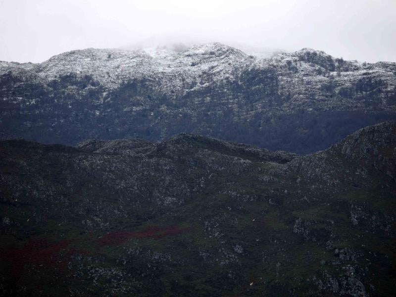 Nieve en la sierra del Cuera, el domingo.