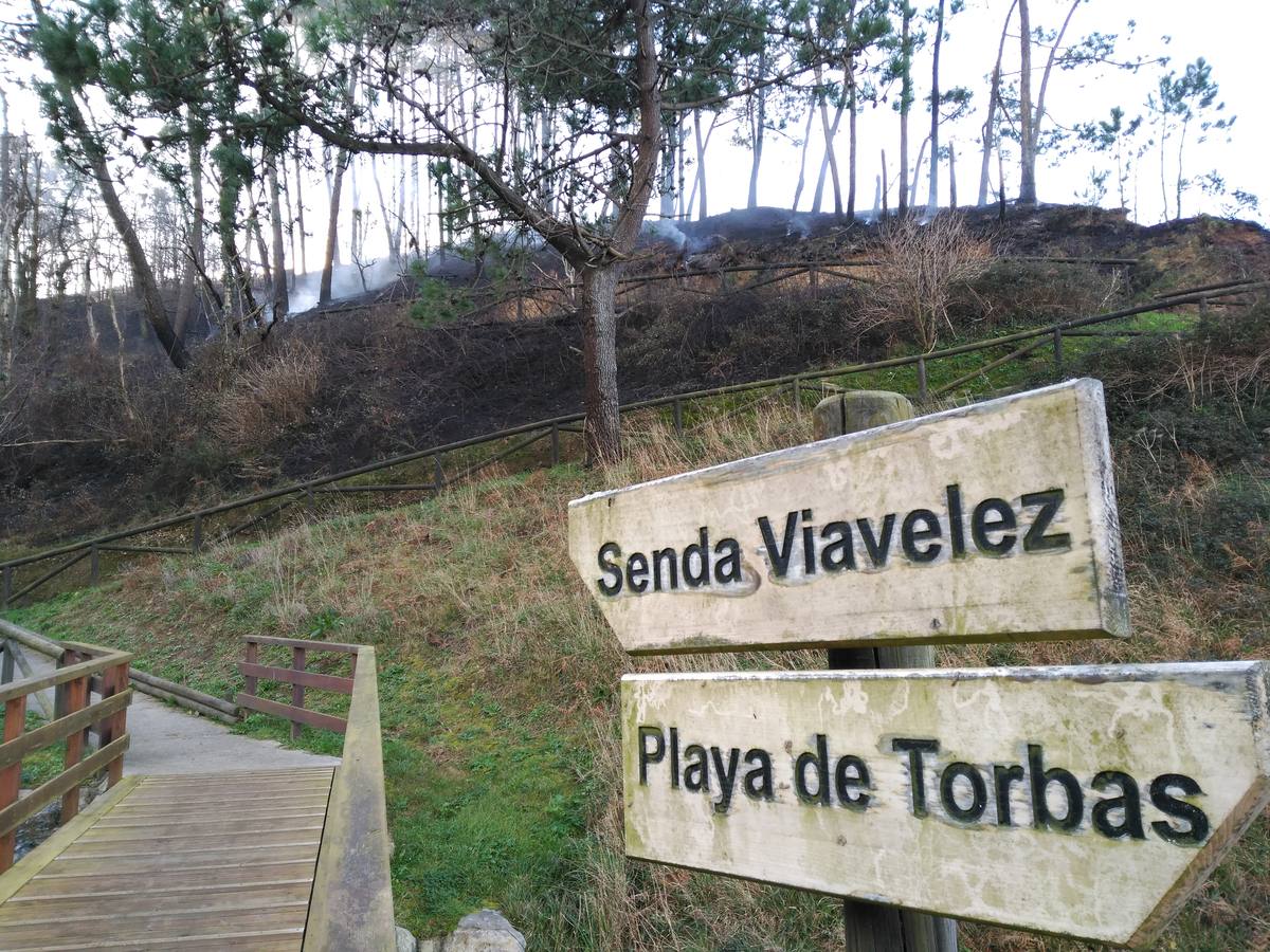 Los daños del fuego en El Franco