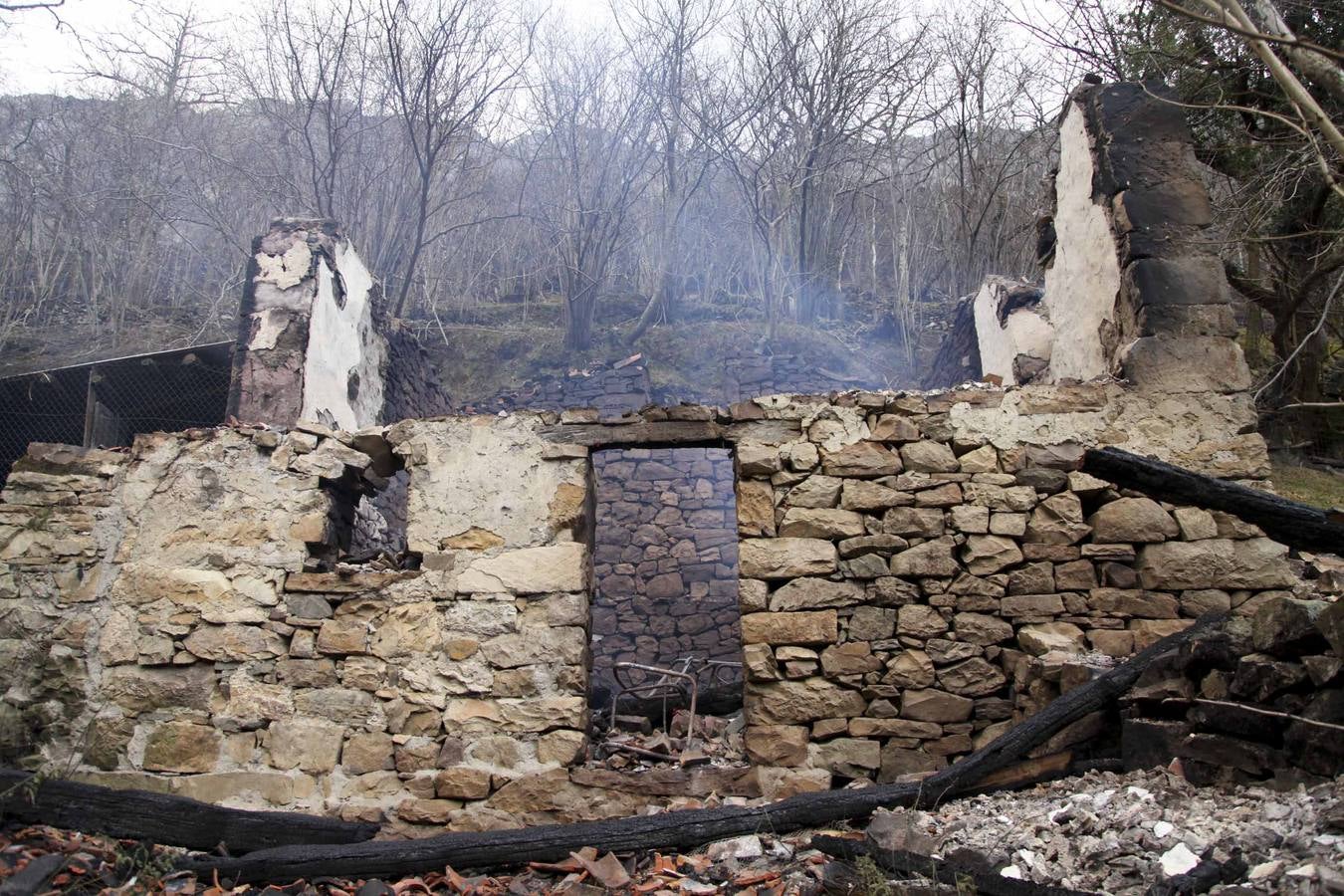 Los daños del fuego en Ponga