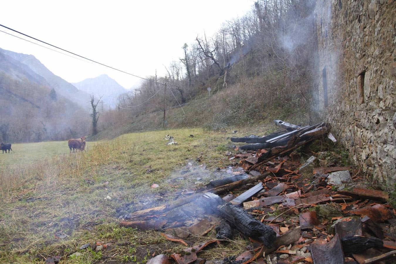 Los daños del fuego en Ponga