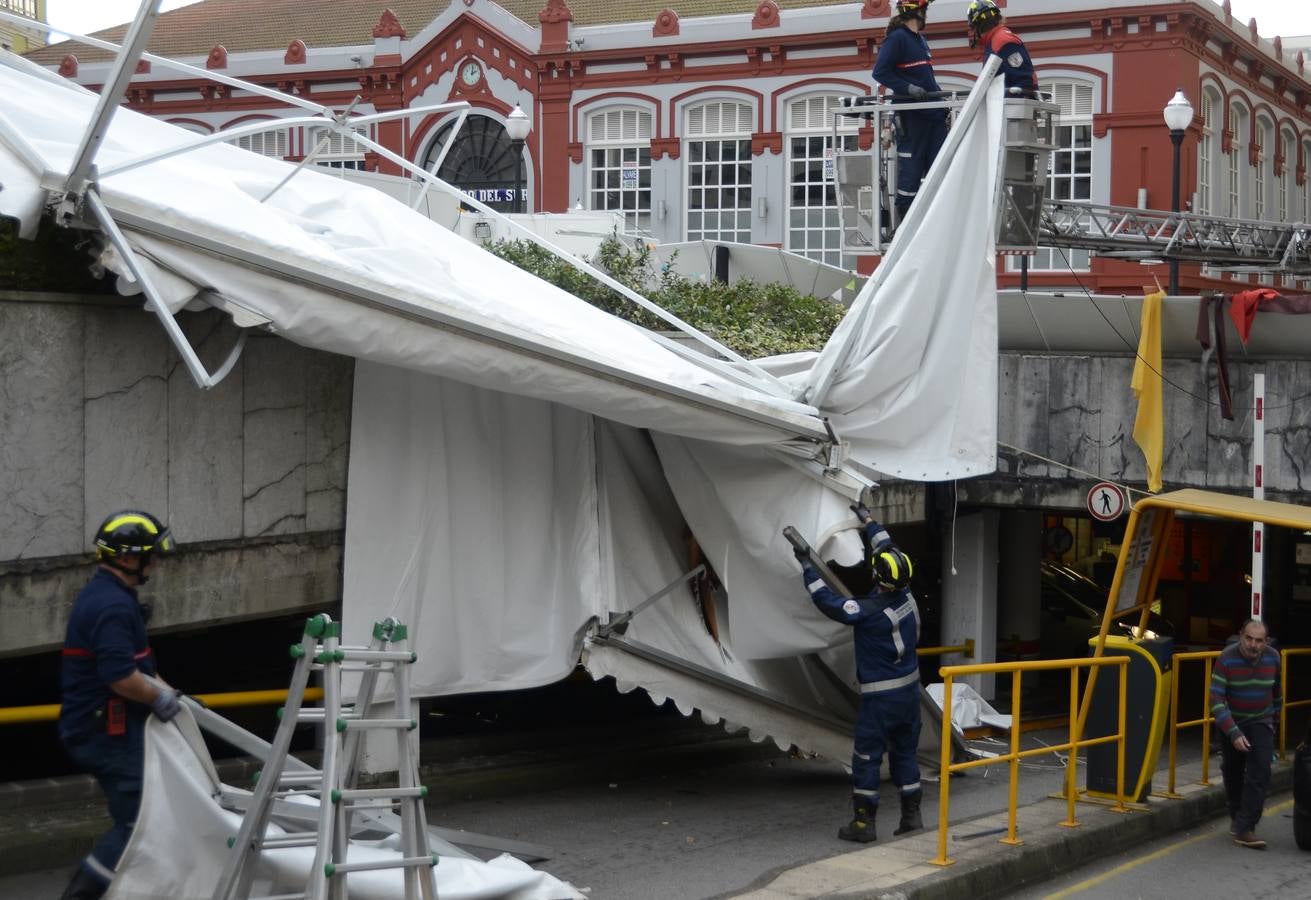 Las consecuencias del fuerte viento en Asturias