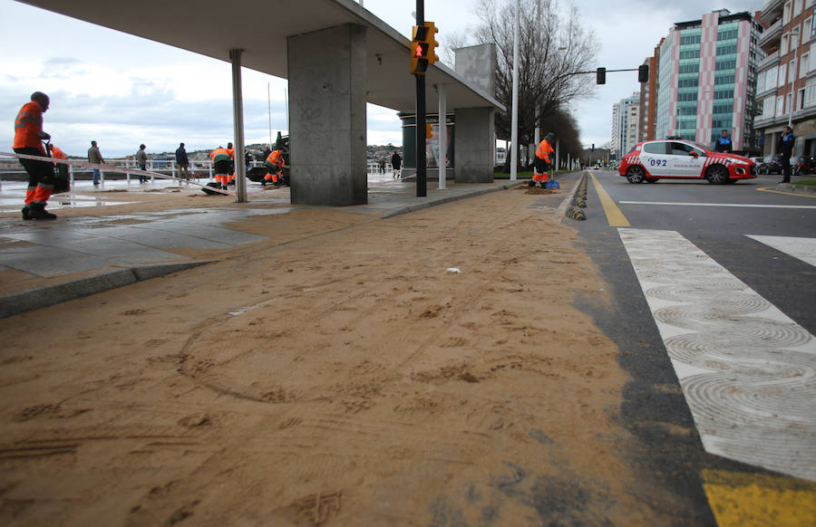 Gijón, afectada por el temporal