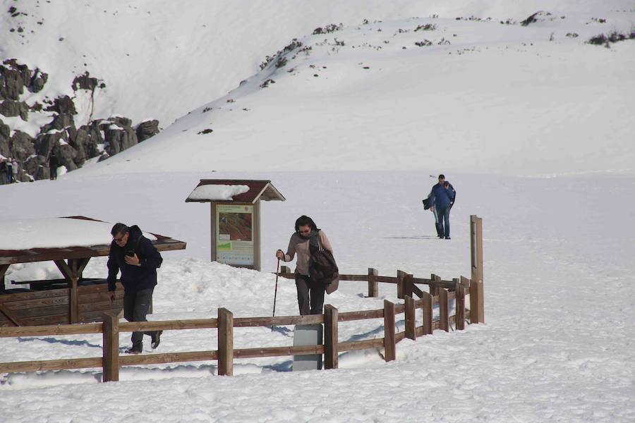 Sol y nieve en los Lagos de Covadonga