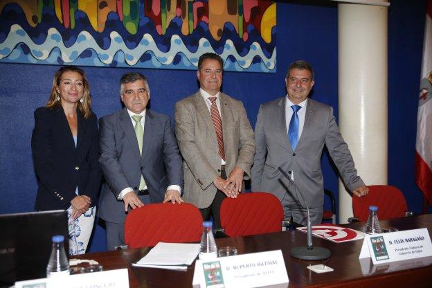 Ana Concejo, Ruperto Iglesias, Félix Baragaño y Esteban Aparicio, en la presentación. 