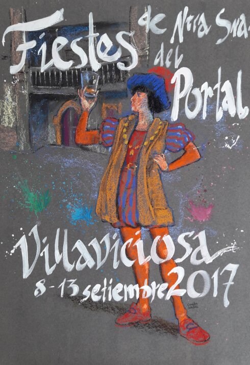 José Cuadra vuelve a pintar el cartel de las fiestas de El Portal 25 años después