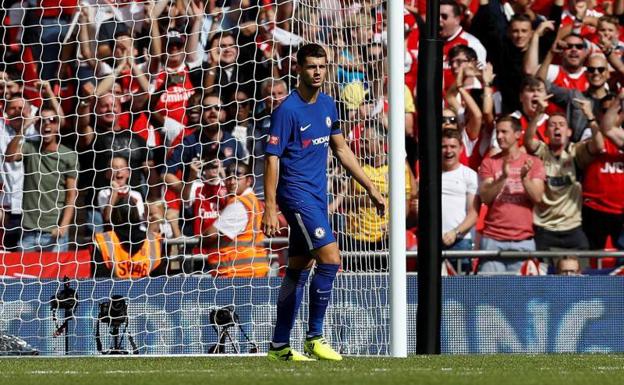 Morata, en un partido con el Chelsea. 