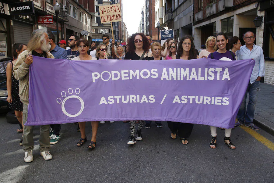 Protesta de colectivos antitaurinos en Gijón