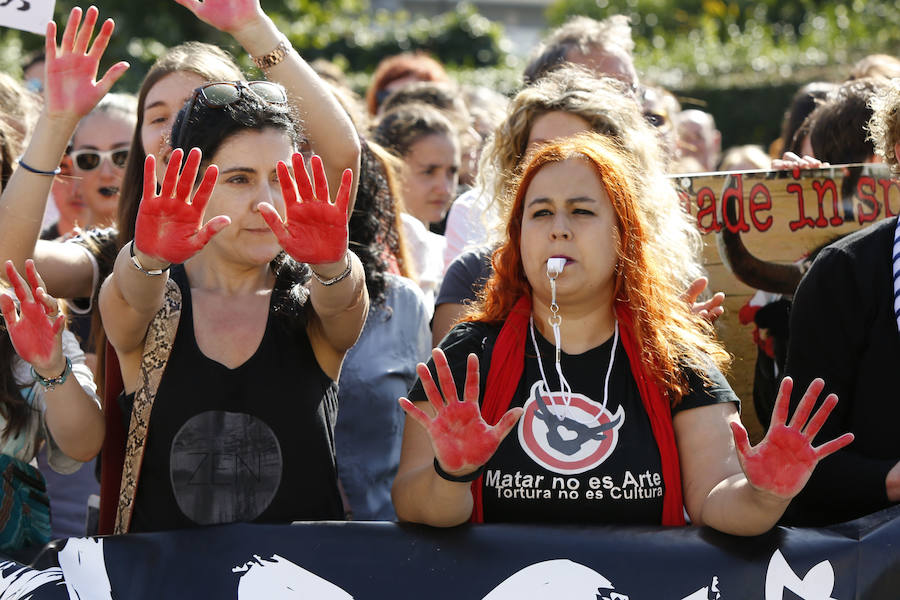 Protesta de colectivos antitaurinos en Gijón