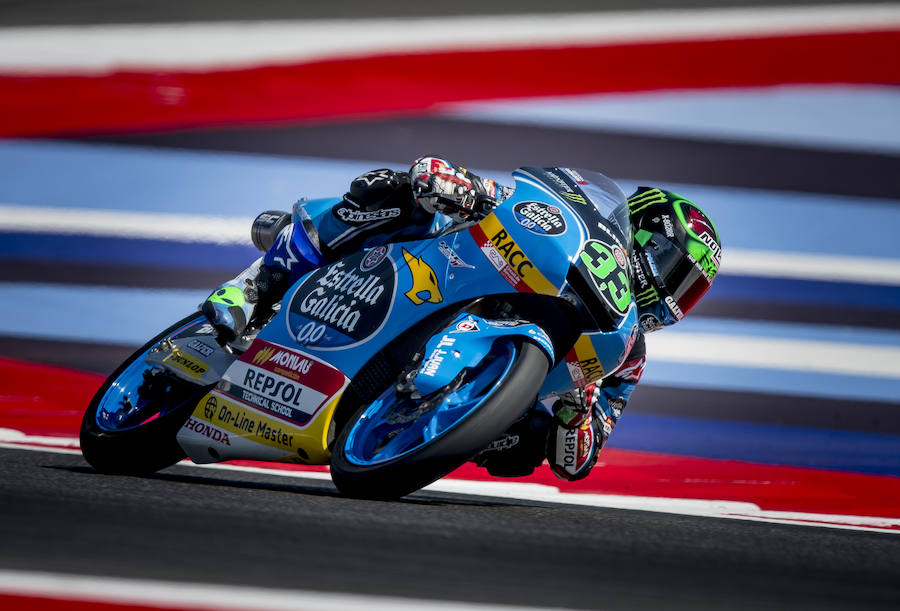 El italiano Enea Bastianini (Estrella Galicia 0'0Honda) firmó el tercer mejor tiempo en la primera jornada de entrenamientos libres de Moto3. 