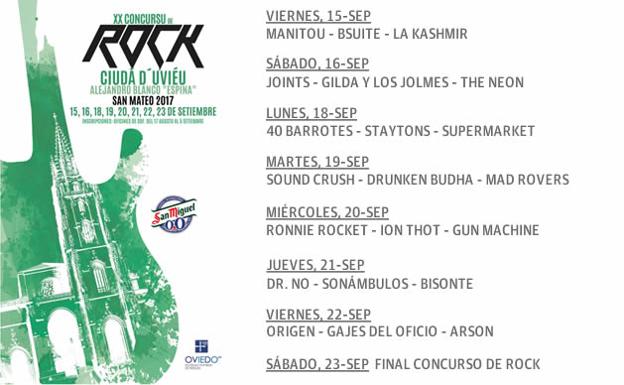 Participantes del Concurso de rock Ciudad de Oviedo 2017