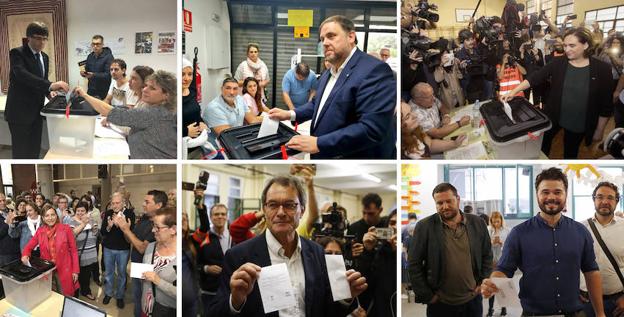 Puigdemont, Junqueras, Forcadell, Artur Mas, Colau y Rufián consiguen depositar su voto.