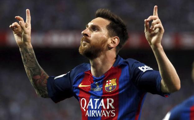 Messi celebra un gol con el FC Barcelona