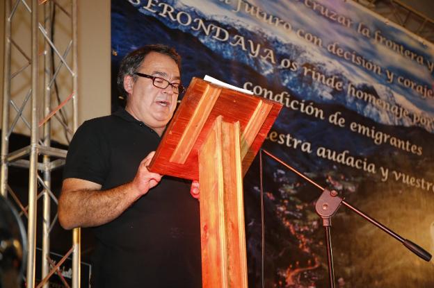 Fulgencio Argüelles, en el homenaje a los emigrantes. 