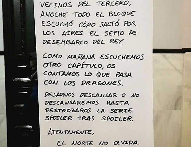 Amenaza a sus vecinos con destriparles 'Juego de tronos' si no bajan el volumen de la 'tele'