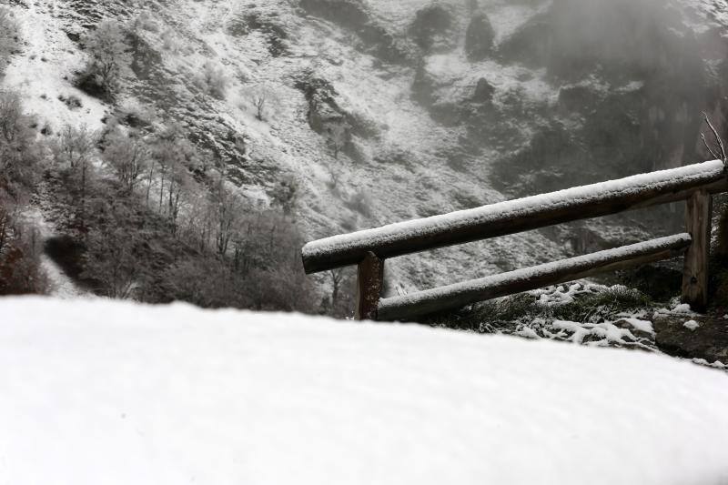 La nieve complica el tráfico en los puertos asturianos