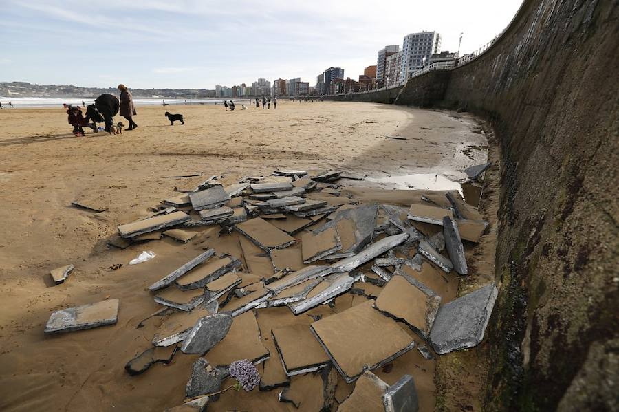 Las imágenes que deja en Gijón el paso del temporal