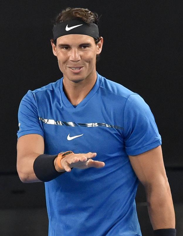 Rafa Nadal, el viernes, durante un partido de entrenamiento en Melbourne. 