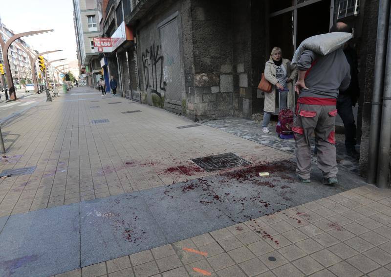 La pelea entre dos hombres en Gijón