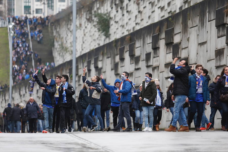 Las aficiones del Oviedo y del Sporting, a las puertas del Carlos Tariere