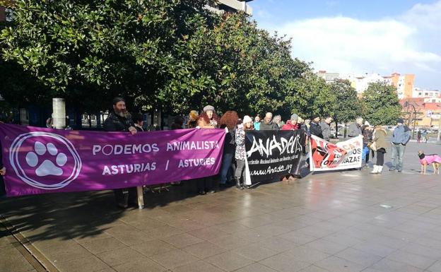 Manifestación celebrada hoy en Gijón. 