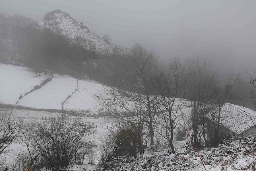 El concejo de Amieva se encuentra cubierto de un manto blanco tras las últimas nevadas, que dejan estas imágenes