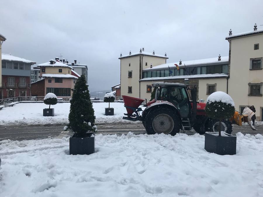 La llegada de un nuevo frente frío mantiene gran parte de Asturias bajo un manto blanco. Además de la nieve, la caída de árboles está complicando la circulación en varias carreteras de la región. 