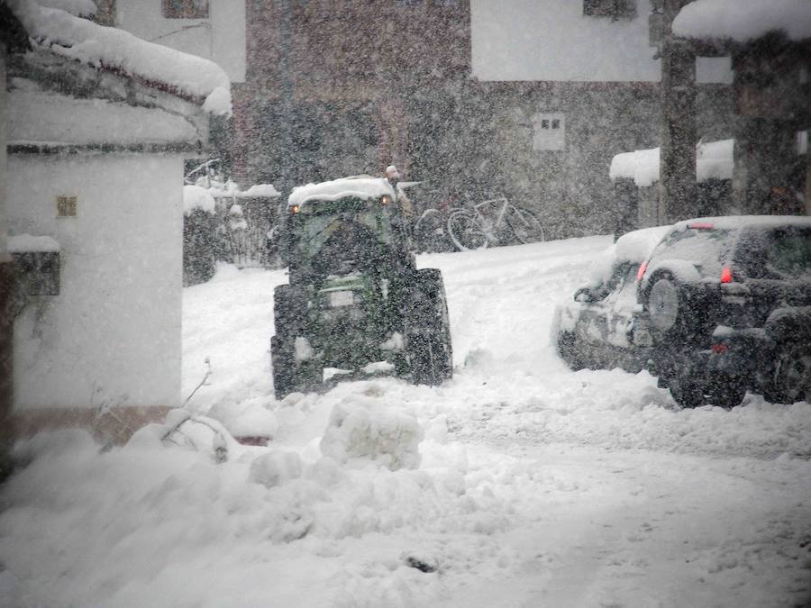 Los vecinos del Ponga hacen frente al invierno que ha vuelto a teñir de blanco el concejo. El concejo está rodeado de riscos y hayedos y es una de las poblaciones que se encuentran a mayor altura sobre el nivel del mar