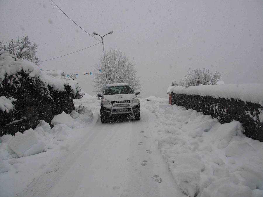 Los vecinos del Ponga hacen frente al invierno que ha vuelto a teñir de blanco el concejo. El concejo está rodeado de riscos y hayedos y es una de las poblaciones que se encuentran a mayor altura sobre el nivel del mar