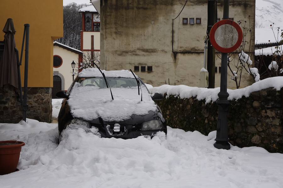 En los municipos de las Cuencas se afanan por despejar los accesos a los pequeños núcleos de población, que han quedado impracticables, no solo por la nieve acumulada, sino por argayos y caídas de árboles. 