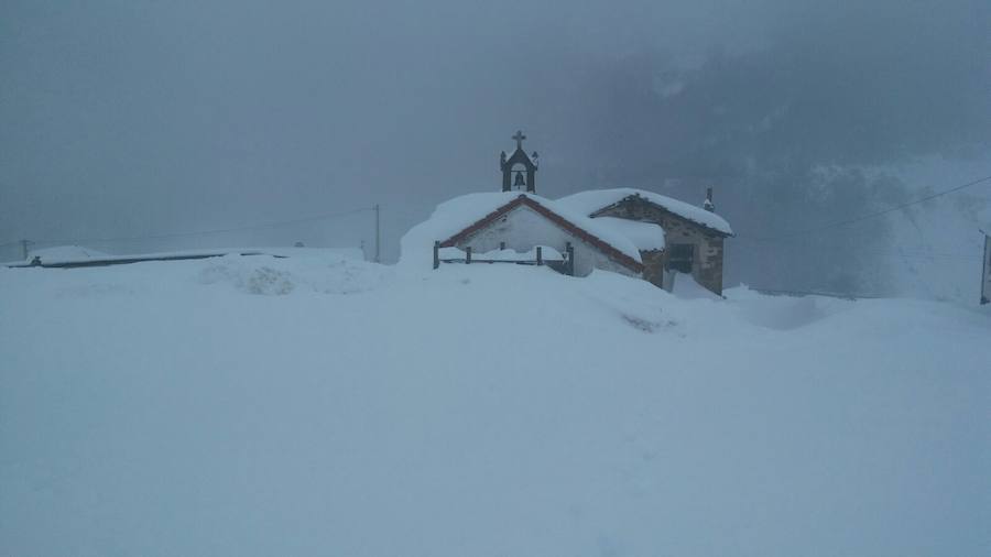 La nieve ha cubierto de un manto blanco gran parte del Suroccidente de Asturias, donde ha dejado importantes problemas en comunicaciones e infraestructuras eléctricas. Una de las vías con mayores complicaciones es el puerto de Leitariegos, en Cangas del Narcea.