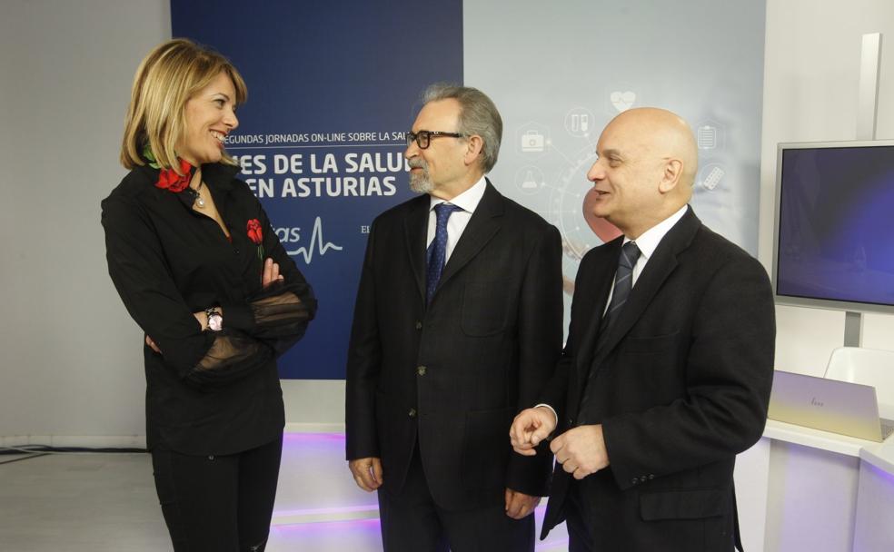 Luz Rodríguez, Pedro de la Fuente y Julio César Quintana, en el plató de Canal 10. 