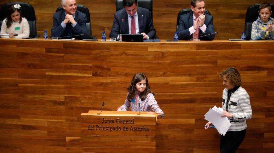 Un total de 75 alumnos de Primaria de Gijón y Mieres han participado en un pleno infantil organizado por Aldeas Infantiles SOS España en la Junta General. El programa 'Diputados por un día' está dirigido a evitar la violencia y el aislamiento infantil. 