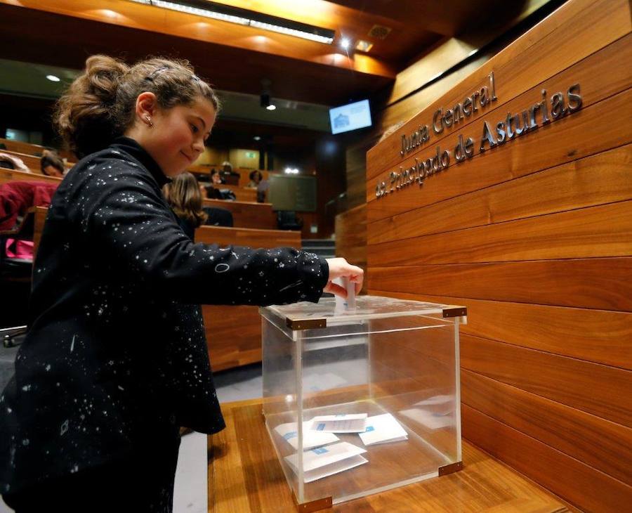 Un total de 75 alumnos de Primaria de Gijón y Mieres han participado en un pleno infantil organizado por Aldeas Infantiles SOS España en la Junta General. El programa 'Diputados por un día' está dirigido a evitar la violencia y el aislamiento infantil. 