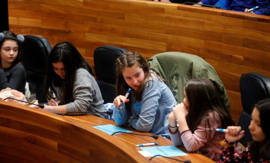 Un total de 75 alumnos de Primaria de Gijón y Mieres han participado en un pleno infantil organizado por Aldeas Infantiles SOS España en la Junta General. El programa 'Diputados por un día' está dirigido a evitar la violencia y el aislamiento infantil. 