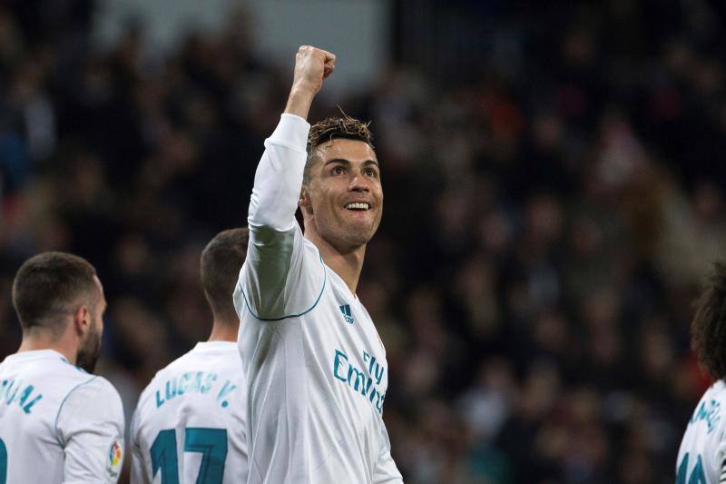 Cristiano Ronaldo, celebrando uno de sus cuatro goles que le marcó al Girona.