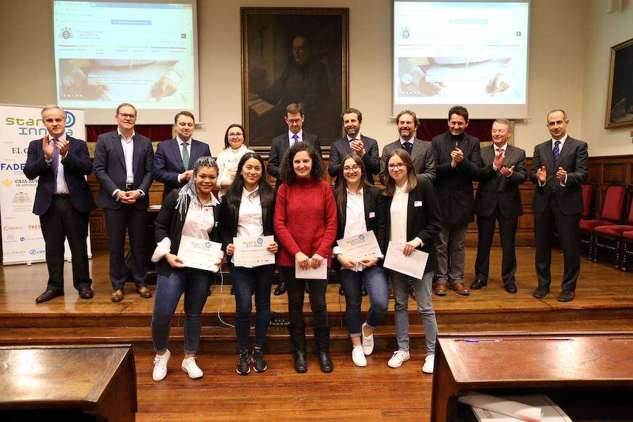 Medio centenar de estudiantes asturianos se han clasificado para la gran final de STARTinnova, el programa de fomento de la cultura emprendedora que promueve EL COMERCIO. Organizados en cinco equipos, han presentado sus proyectos ante un jurado de expertos en el Aula Magna del Edificio Histórico de la Universidad de Oviedo