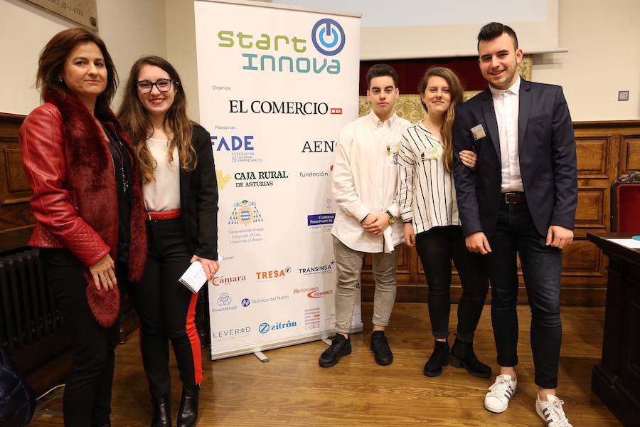 Medio centenar de estudiantes asturianos se han clasificado para la gran final de STARTinnova, el programa de fomento de la cultura emprendedora que promueve EL COMERCIO. Organizados en cinco equipos, han presentado sus proyectos ante un jurado de expertos en el Aula Magna del Edificio Histórico de la Universidad de Oviedo.