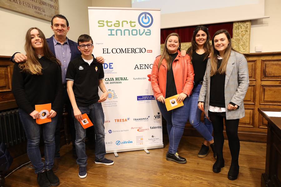 Medio centenar de estudiantes asturianos se han clasificado para la gran final de STARTinnova, el programa de fomento de la cultura emprendedora que promueve EL COMERCIO. Organizados en cinco equipos, han presentado sus proyectos ante un jurado de expertos en el Aula Magna del Edificio Histórico de la Universidad de Oviedo.