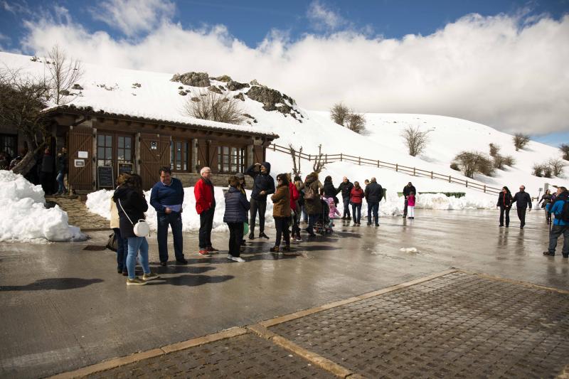 La preciosa estampa que ofrece estos días el paraje protegido atrae a multitud de turistas y provoca colas