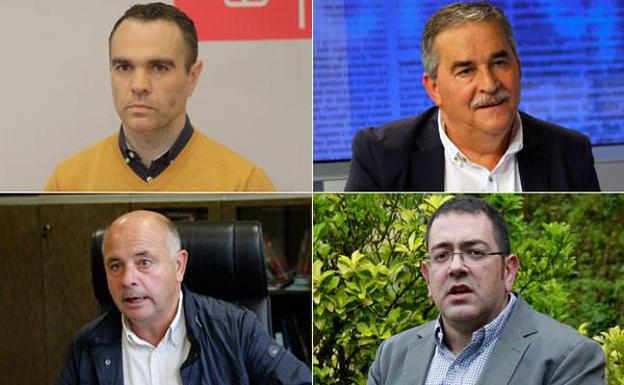 De izquiera a derecha y de arriba hacia abajo, Iván Fernández (PSOE), Aníbal Vázquez (IU), Jose Manuel Fernández (PP) y José Félix Fernández (Foro). 